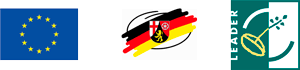 Bilder von der Europaflagge, dem Rheinland-Pfalz Logo und dem Logo für EULE