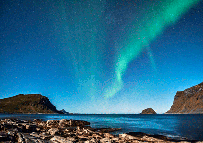 Polarlicht / Nordlicht Aurora Borealis auf den Lofoten